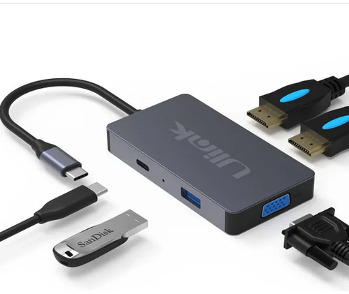 Adaptador Usb-c 5 En 1 Notebook Macbook Vga Hdmi Usb Unitek