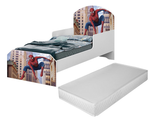 Cama Infantil Quarto Menino Luxo Proteção Lateral C/ Colchão