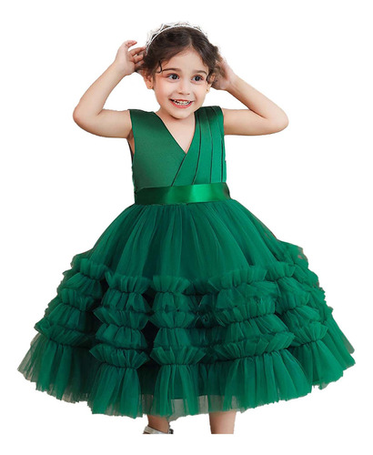 Vestido De Encaje Para Niña, Tul, Sin Mangas, Fiesta, Boda