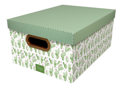 Caja Organizadora Rectangular Plástica Cactus 29x38x18.5 Color Verde Claro