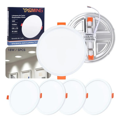 YASIMING 5pz Lamparas De Empotrar 18w Plafon Ajustablee Led Techo, 175mm Diametro Estructura Blanco, ideales para la iluminación del hogar | MercadoLibre