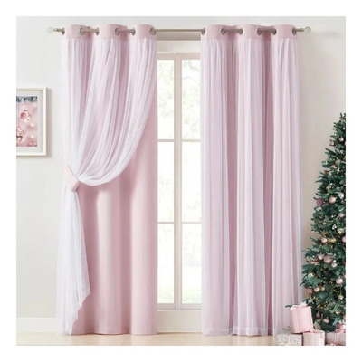 2pcs Cortinas Para Habitacion 132x214 Cm Cortinas Para Sala Cortinas Para Casa Cortinas Para Recamara Blackout Rosa | Envío gratis