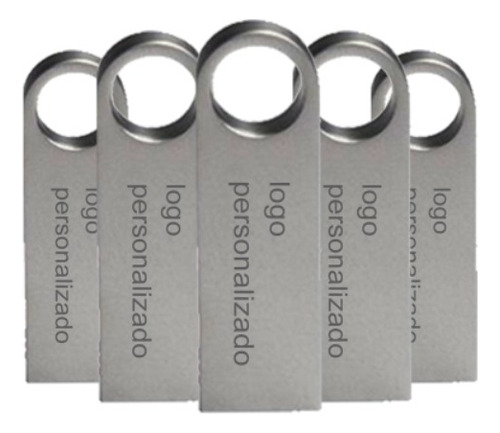 Kit 500 Memorias Usb 16gb Personalizadas Logo Laser Metal /i Color Plateado