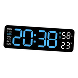 Reloj De Pared Led Reloj Despertador Azul Claro Negro