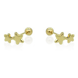 Broqueles Doble Estrella Oro 10k, Mujer, Aretes, Piercing