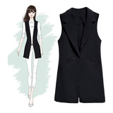 Chaleco Tipo Blazer Casual For Mujer, Con Solapa Larga.