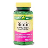 Biotina 10.000 Mcg Spring Valley 120 Softgels- Importada Eua