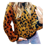 Ladies Long Sleeve Sudadera Leopard Sweater 1282