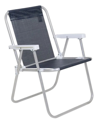 Cadeira De Praia Alta Lazy Aluminio Sannet Bel Preto