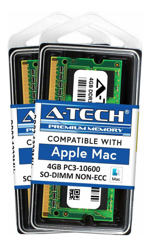 Memoria Ram 8gb A-tech Para Apple Kit 2x 4gb Pc3-10600 1333mhz Mac Mini iMac Mid 2011 Mid 2010 Late 2011 Mc508ll/a A1311