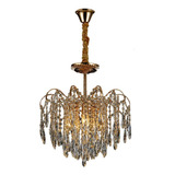 Lustre 2em1 Pendente E Sobrepor Cristal Legitimo Moderno E14 Cor Dourado