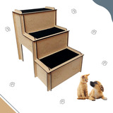 Escada Para Cama Cachorro Gatos 3 Degraus Madeira Mdf Oferta