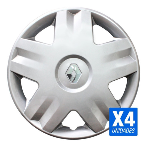 Juego De 4 Tazas 14 Pulgadas Clio 2 Kangoo 2002 Logo Cromado