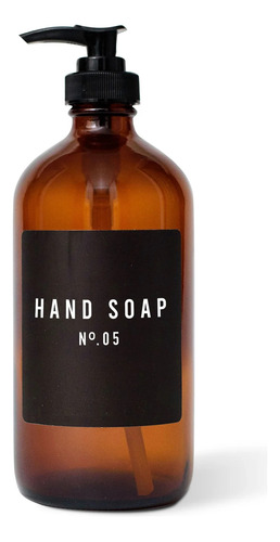 Dispensador Vidrio Etiqueta Vintage Hand Soap Ámbar 500ml