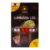 Luminária Soma X3 12 Leds Pequena Preta Luz Branca Vermelha