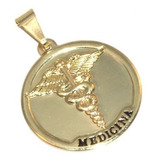 Pingente Medalha De Medicina Medico Folheado A Ouro 18k