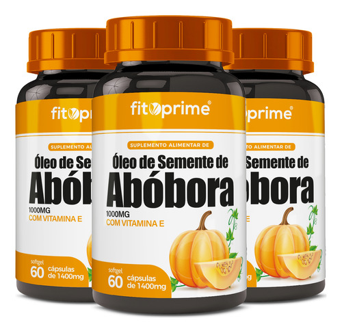 Kit 3 Óleo De Semente De Abóbora 1000mg Com Vitamina E 60cps