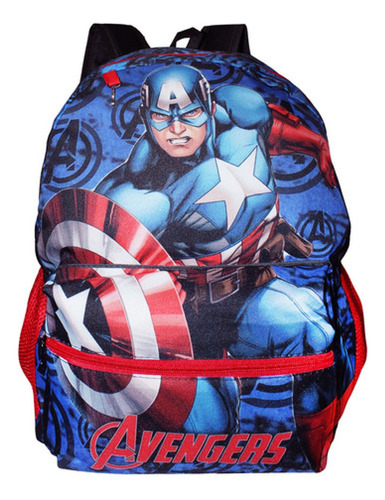 Mochila Infantil Capitão América Azul Meninos Escolar Cost