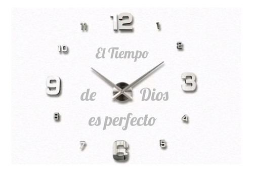 Reloj De Pared 3d 100 X 100cm Color Dorado + Frase En Vinilo