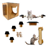 Kit Suporte Playground Gato 8 Pcs Box Degraus Ponte Poste 