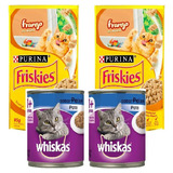 Kit Ração Gato Whiskas Patê Peixe Lata+friskies Sachê Frango