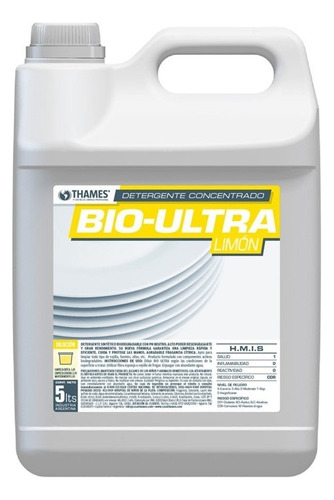 Detergente Bio-ultra Limón X 5 Lts. Concentrado