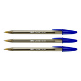 Caneta Bic Cristal Bold 1.6mm Ponta Grossa Kit Com 3 Unid. Cor Da Tinta Azul Cor Do Exterior Fumé