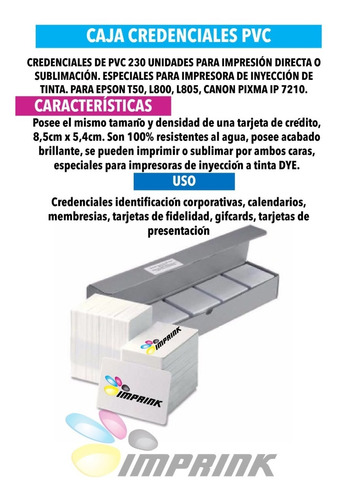 Tarjetas Pvc Inkjet  Y Sublimación