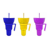 3 Vaso Botanero Plástico 1lt Popote 7 Colores 28cm Michelada