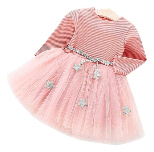 Vestido De Tul Con Princesa De Punto Manga Larga Niña Bebés