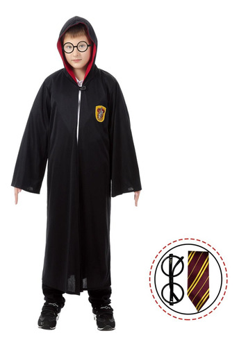 Disfraz Niño Harry Potter Tunica Corbatín Lentes Gryffindor Halloween Eventos Fiestas