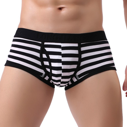 Calzoncillos Transpirables A Rayas Para Hombre, A La Moda, C