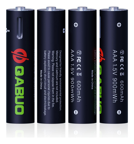 Qabuo Bateria Recargable Usb Aaa De Iones De Litio, Bateria