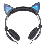 Audifonos Estéreo De Orejas Gato Luz Led Plegable Gamer