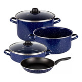 Bateria Set Cocina 6 Pzs Ekco Azul Marino Acero Esmaltado