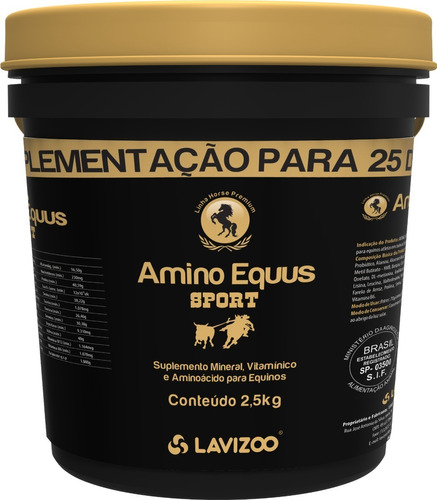 Amino Equus Sport 2,5kg Suplemento Equinos Atletas C/ Brinde
