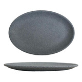 Set 12pzs Plato Ovalado 35cm Melamina Gray Granite Bonne