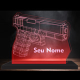 Luminária Acrílico Presente Personalizado  Nome Led Pistola