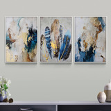 Quadro Decorativo Abstrato Penas Gold Sala Quarto Casal Hall