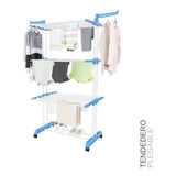 Tendedero Plegable De Ropa Retractil Para Interiores Rack Color Blanco