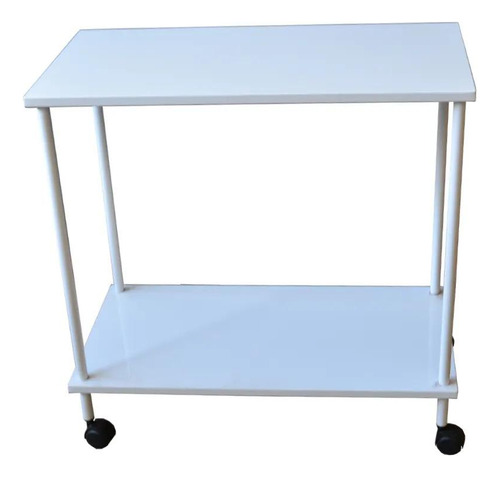 Mesa Auxiliar 2 Prateleira Rodízio Esmaltada 60cm Hospitalar