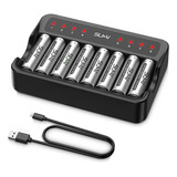Baterías Aa Recargables Con Cargador, Sukai 8 Pack De 2800ma