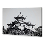 Cuadro 60x90cm Japones Templo Buda Edificio Blanco Negro