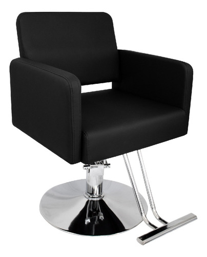 Silla Barberia Estetica Hidraulico Altura Ajustable Color Negro Forma De La Base Redonda Tipo De Respaldo Cuadrado