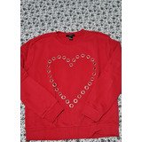 Buzo Largo Suelto Forever 21 Rojo Tachas S/m Algodon