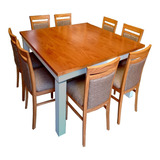 Juego De Comedor Mesa 1,4x1,4 Mas 8 Sillas Tap. Chenille