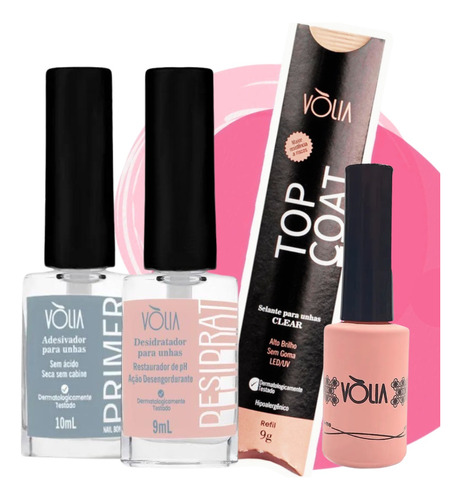 Kit Vòlia Preparação E Finalização Top Coat Desidrat Primer