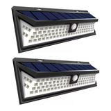 Luz Exterior Solar + Sensor Movimiento 118 Leds 1000lm X2