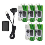 Kit 5 Baterias E Cabo Usb Para Controle Manete Xbox 360