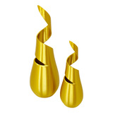 Set De 2 Floreros Gold En Forma De Espiral Liston Dorados